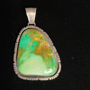 Sterling Light Green Turquoise Pendant